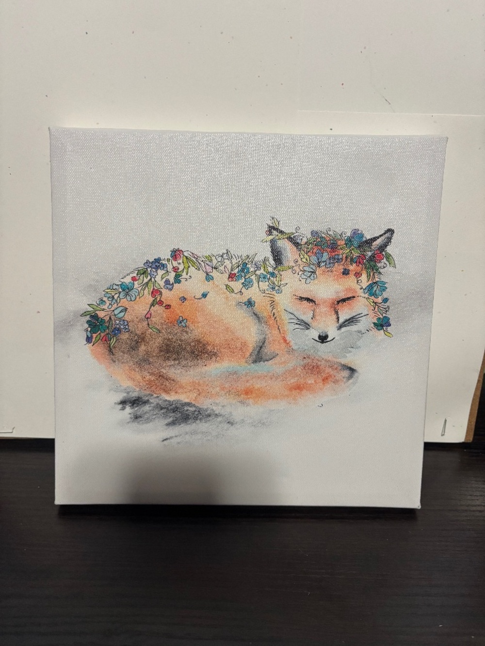 Fox Floral wall canvas